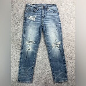 American Eagle Jeans Womens 28 Aitrflex + Athletic Fit Straight Distressed Denim